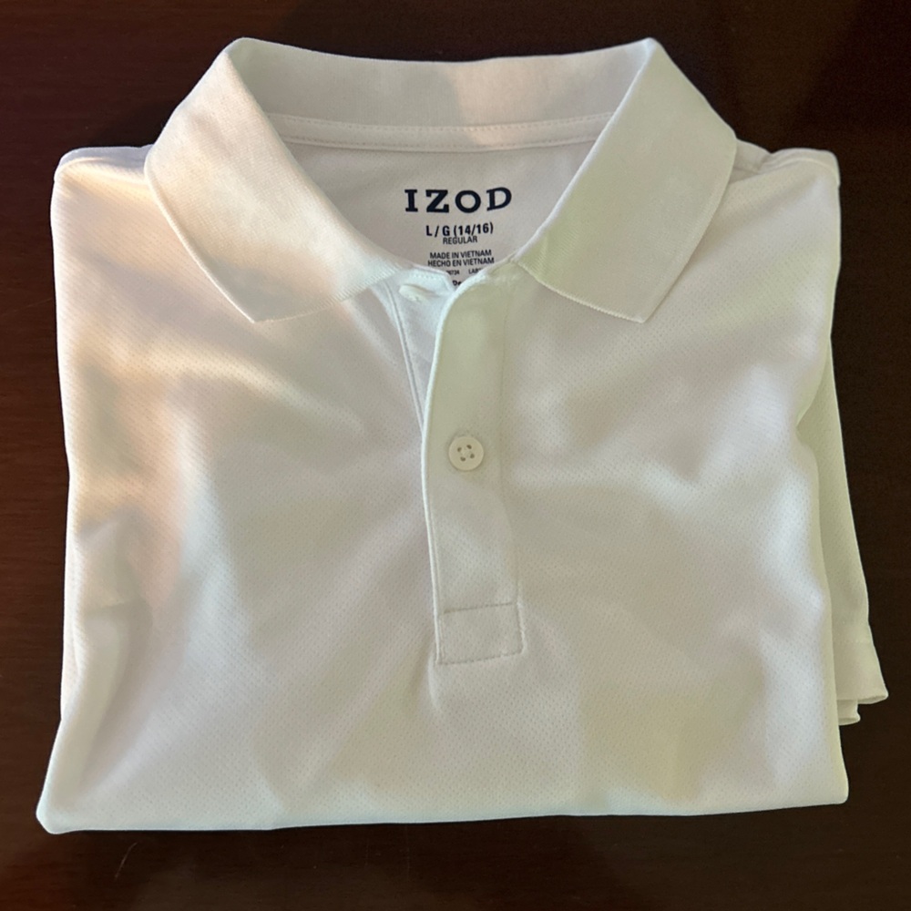 Izod boys white Polo- new 14-16 large
